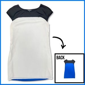 Express Shift Dress - Black and White Front, Cobalt Blue Back